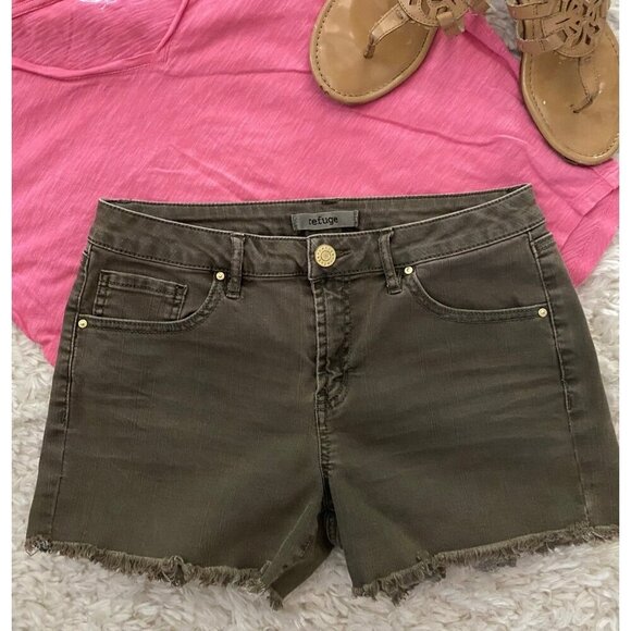 Refuge Green Cut Off Jean Shorts Womens Size 6 - Picture 1 of 3